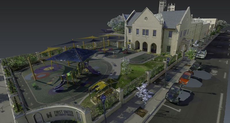 Mesh screenshot-UCM playground scanned with Leica 3D laser Scanner